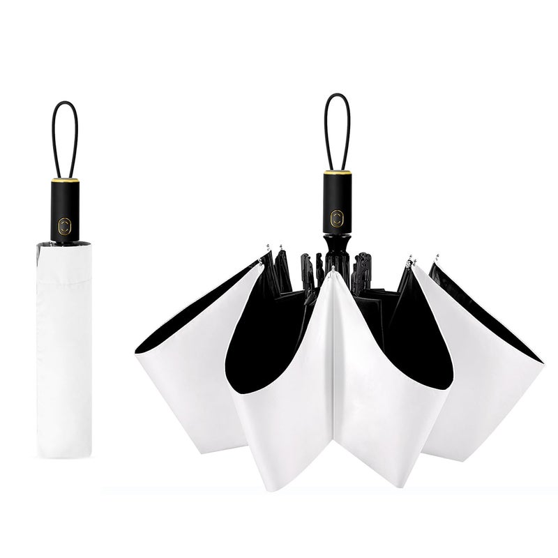 Cuby UV Sun Umbrella Compact Folding Travel Umbrella Auto Open and Close for Windproof, Rainproof & 99% UV Protection Parasol with Black Anti-UV Coating - Image 1